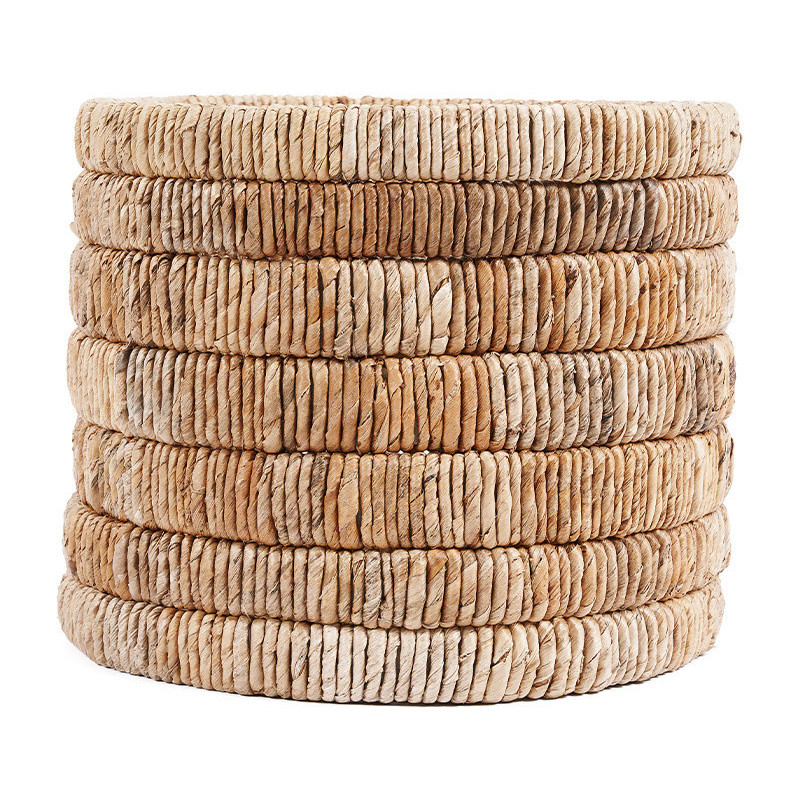 Panier de rangement bohème Rond 37 cm Feuille de bananier Naturel Tressé The Chuma 