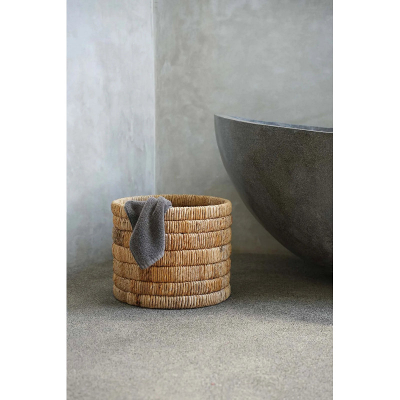 Panier de rangement bohème Rond 37 cm Feuille de bananier Naturel Tressé The Chuma 