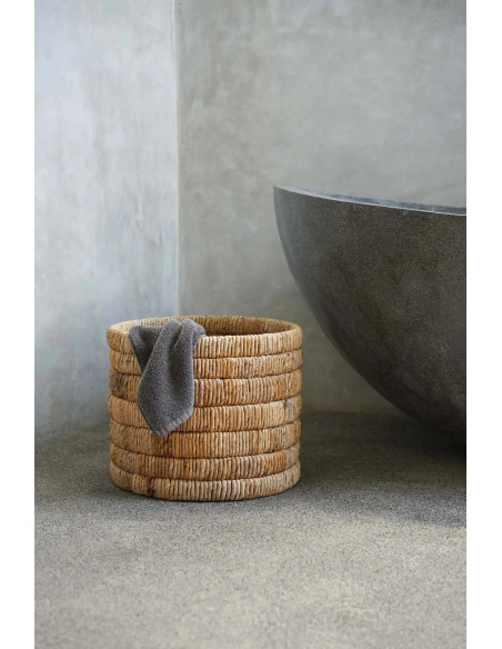 Panier de rangement bohème Rond 37 cm Feuille de bananier Naturel Tressé The Chuma 