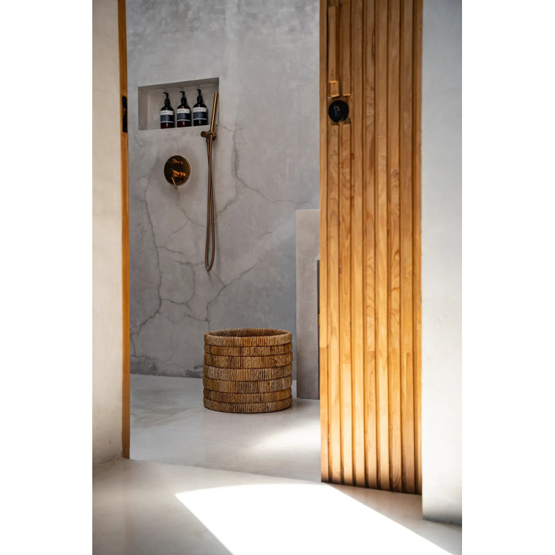 Panier de rangement bohème Rond 37 cm Feuille de bananier Naturel Tressé The Chuma 