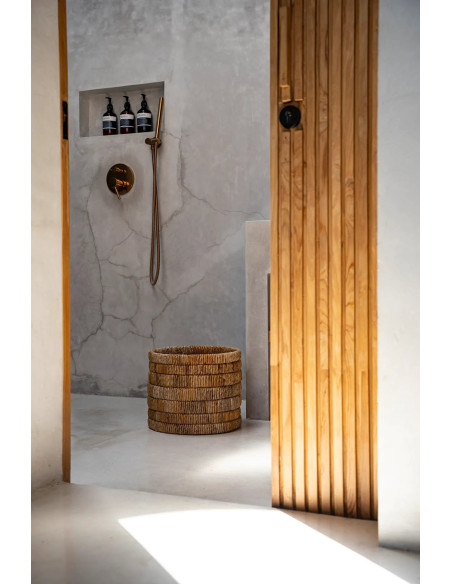 Panier de rangement bohème Rond 37 cm Feuille de bananier Naturel Tressé The Chuma 