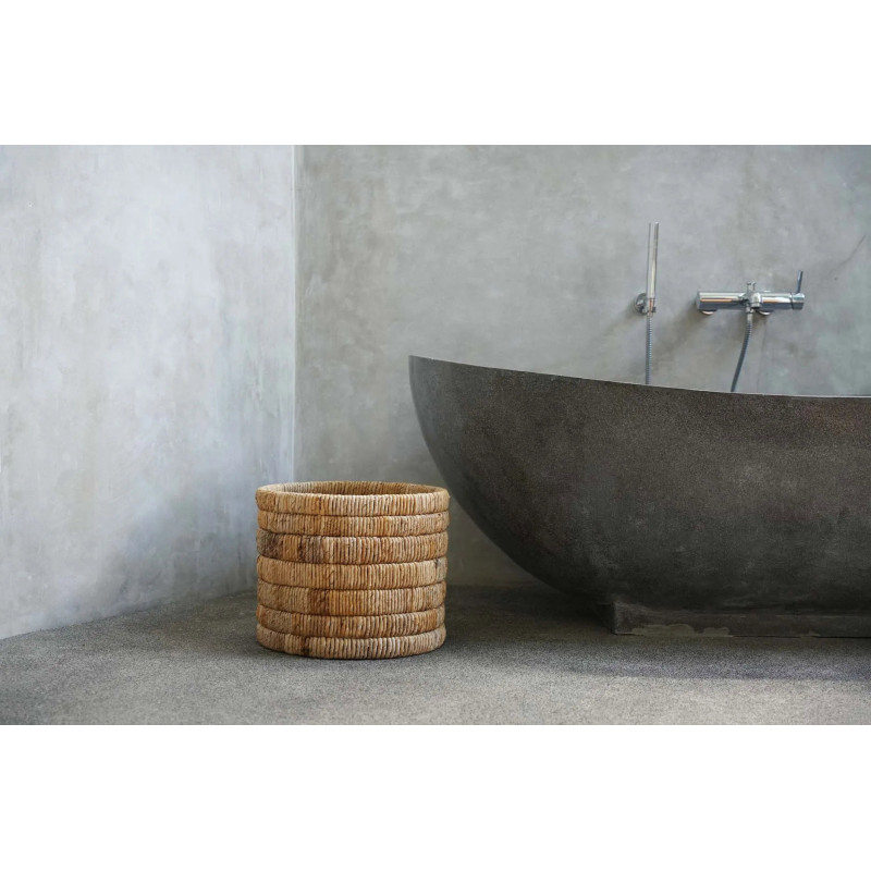Panier de rangement bohème Rond 37 cm Feuille de bananier Naturel Tressé The Chuma 