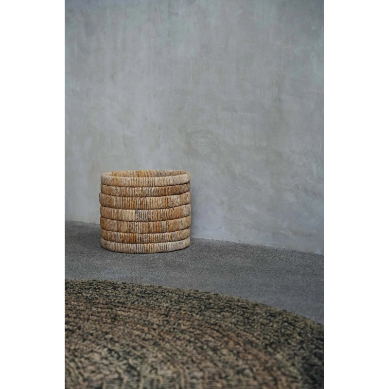 Panier de rangement bohème Rond 37 cm Feuille de bananier Naturel Tressé The Chuma 