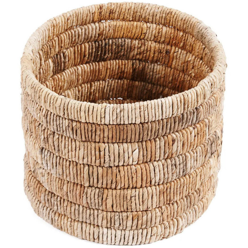 Panier de rangement bohème Rond 37 cm Feuille de bananier Naturel Tressé The Chuma 