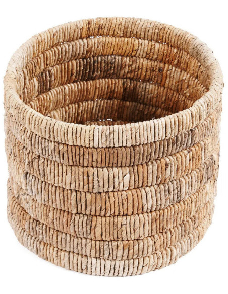 Panier de rangement bohème Rond 37 cm Feuille de bananier Naturel Tressé The Chuma 