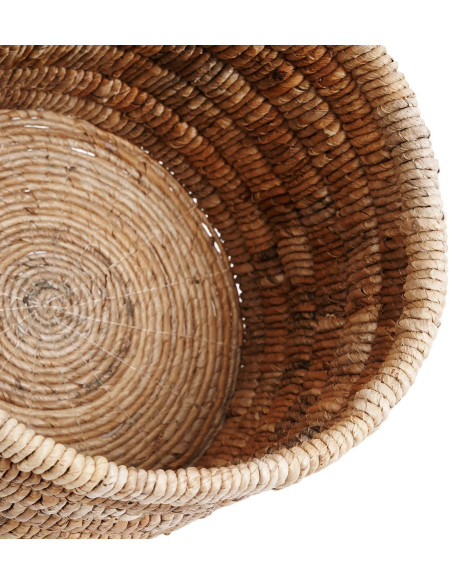 Panier de rangement bohème Rond 37 cm Feuille de bananier Naturel Tressé The Chuma 