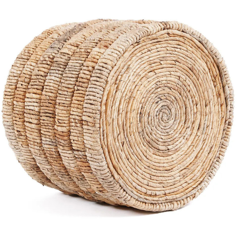 Panier de rangement bohème Rond 37 cm Feuille de bananier Naturel Tressé The Chuma 