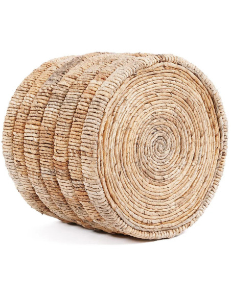 Panier de rangement bohème Rond 37 cm Feuille de bananier Naturel Tressé The Chuma 