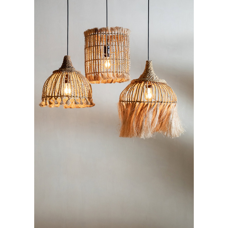 Suspension 31 cm Herbe d'Abaca Naturel avec pompons The Abaca Tassel 