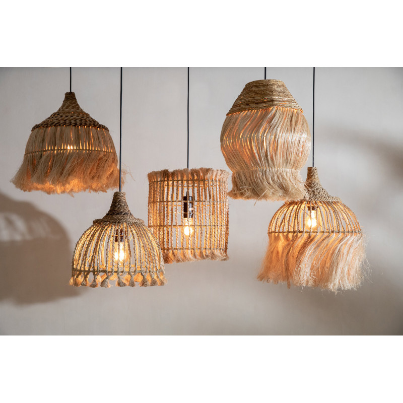 Suspension 31 cm Herbe d'Abaca Naturel avec pompons The Abaca Tassel 