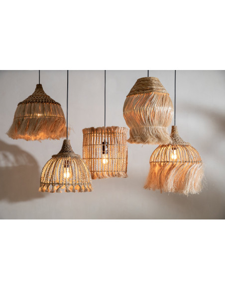 Suspension 31 cm Herbe d'Abaca Naturel avec pompons The Abaca Tassel 