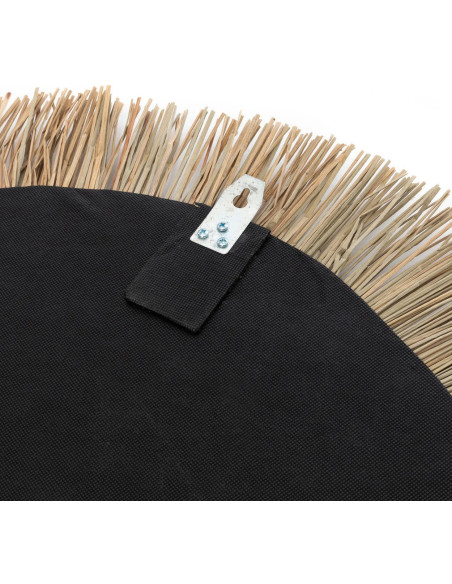 Miroir mural Bohème chic Rond 70x70 en Herbe Naturel Coton Noir The Havana 