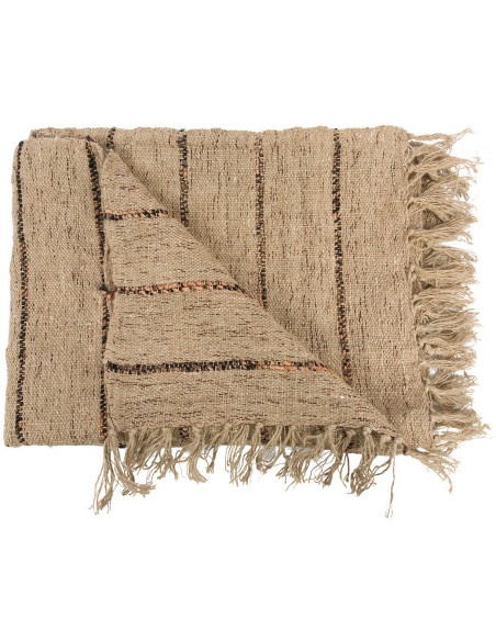 Plaid 130x170 en Coton Beige Noir Avec franges The S'il Vous Plaid 