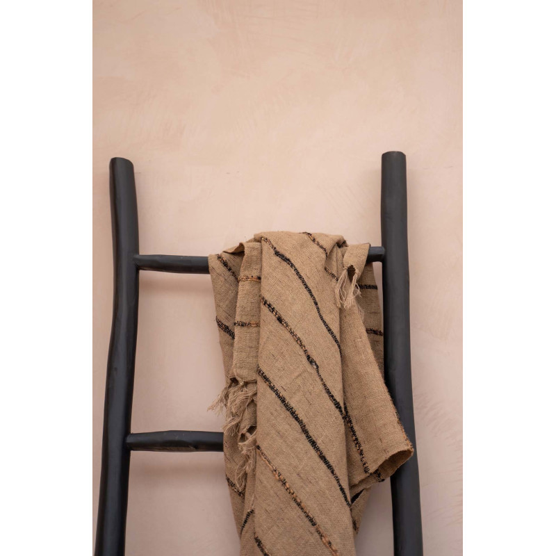 Plaid 130x170 en Coton Beige Noir Avec franges The S'il Vous Plaid 