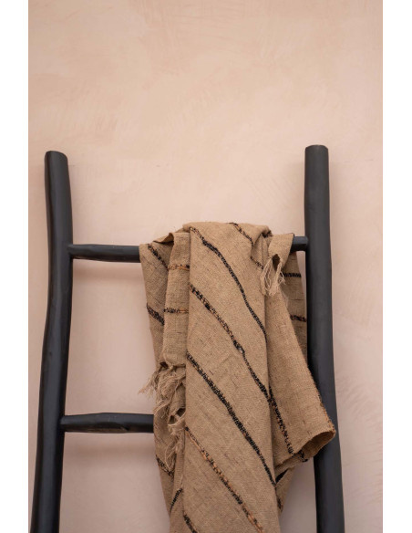 Plaid 130x170 en Coton Beige Noir Avec franges The S'il Vous Plaid 