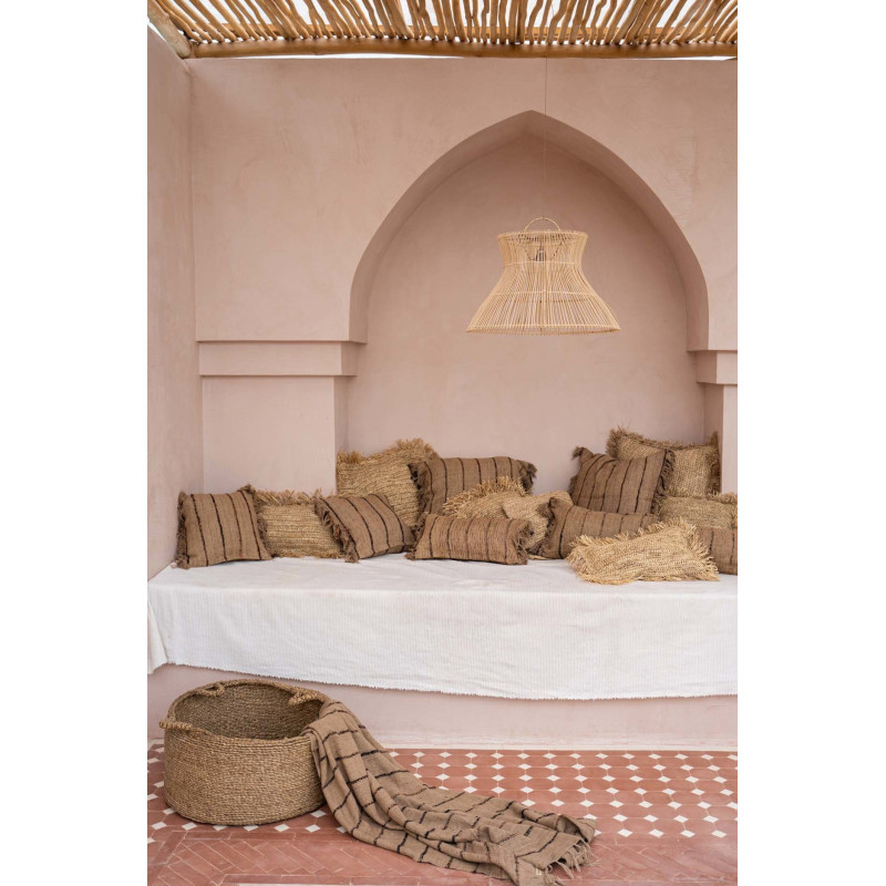 Plaid 130x170 en Coton Beige Noir Avec franges The S'il Vous Plaid 