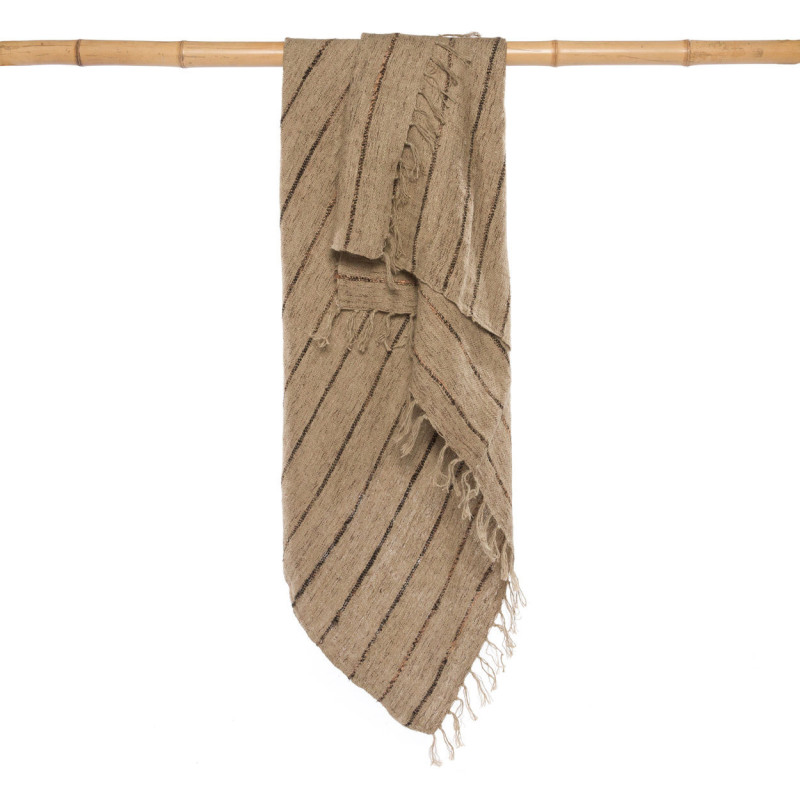 Plaid 130x170 en Coton Beige Noir Avec franges The S'il Vous Plaid 