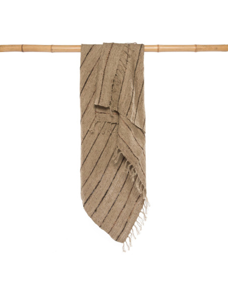 Plaid 130x170 en Coton Beige Noir Avec franges The S'il Vous Plaid 