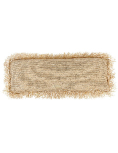 Housse de coussin XL Rectangulaire 100x35 en Raphia Naturel avec franges The Raffia Rectangular 