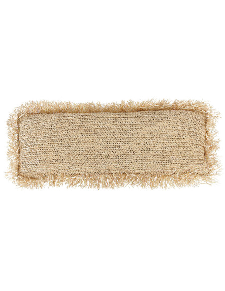 Housse de coussin XL Rectangulaire 100x35 en Raphia Naturel avec franges The Raffia Rectangular 