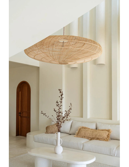 Housse de coussin XL Rectangulaire 100x35 en Raphia Naturel avec franges The Raffia Rectangular 