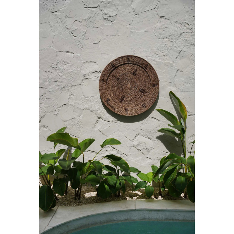 Décoration murale originale Assiette XL 60 cm en Rotin Marron The Jasmine 