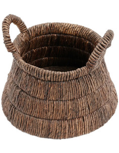Panier de rangement ethnique chic 2 poignées Rond 42 cm Feuille de bananier Naturel Tressé The Chisomo Bazar Bizar - 2
