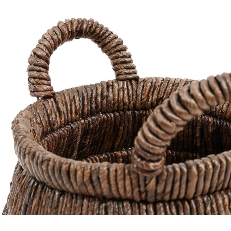 Panier de rangement ethnique chic 2 poignées Rond 42 cm Feuille de bananier Naturel Tressé The Chisomo 