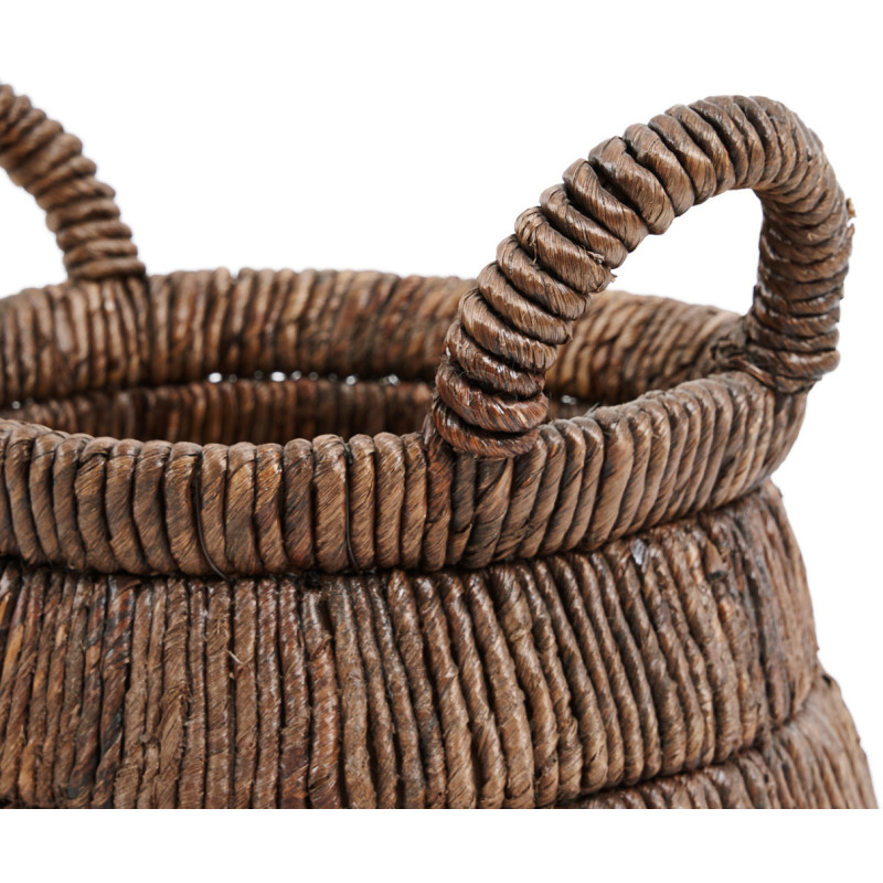 Panier de rangement ethnique chic 2 poignées Rond 42 cm Feuille de bananier Naturel Tressé The Chisomo 