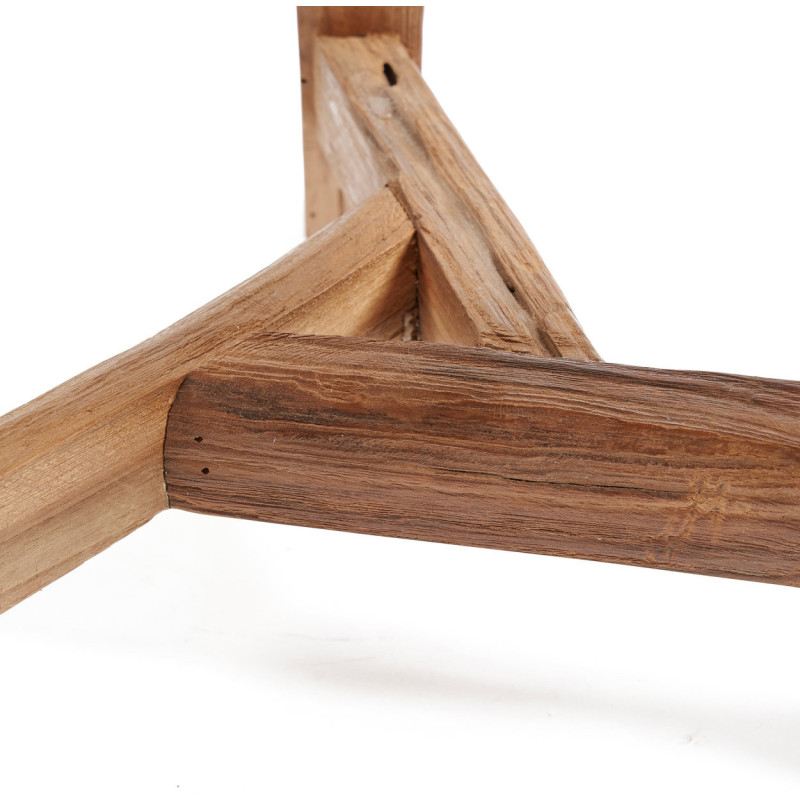 Tabouret rustique Rond Hauteur 33 cm en Bois de teck recyclé Naturel The Yatai 