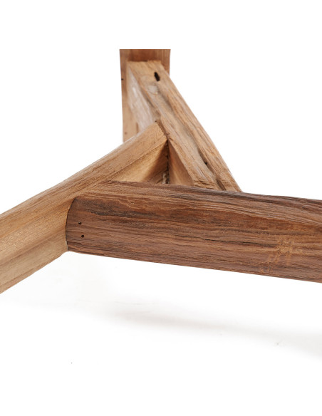 Tabouret rustique Rond Hauteur 33 cm en Bois de teck recyclé Naturel The Yatai 