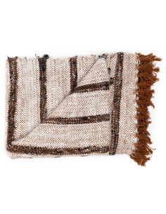 Plaid original ethnique chic 170x130 en Coton Blanc Marron The S'il Vous Plaid 