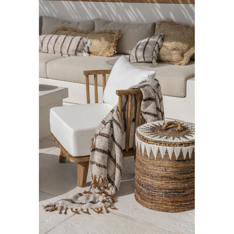 Plaid original ethnique chic 170x130 en Coton Blanc Marron The S'il Vous Plaid 