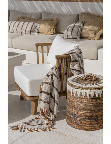 Plaid original ethnique chic 170x130 en Coton Blanc Marron The S'il Vous Plaid 