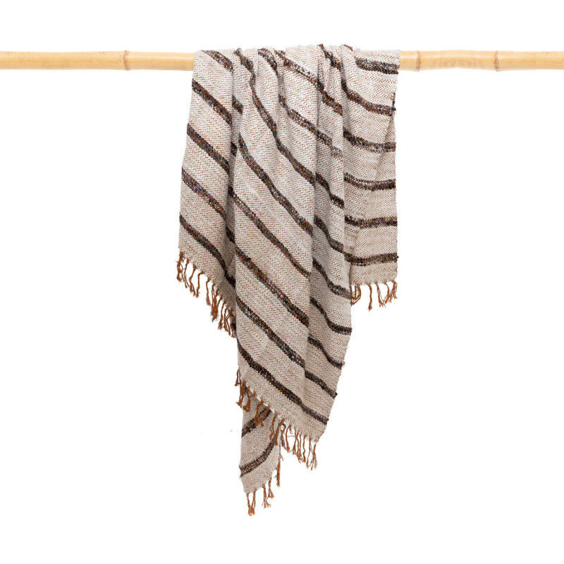 Plaid original ethnique chic 170x130 en Coton Blanc Marron The S'il Vous Plaid 