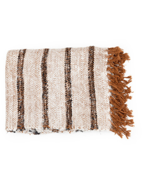 Plaid original ethnique chic 170x130 en Coton Blanc Marron The S'il Vous Plaid 