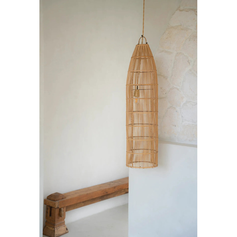 Abat jour original pour suspension 23 cm en Rotin Naturel The Fish Trap 