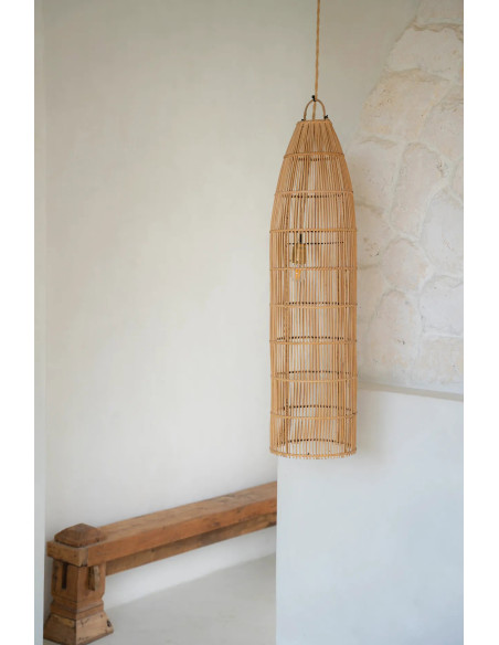 Abat jour original pour suspension 23 cm en Rotin Naturel The Fish Trap 