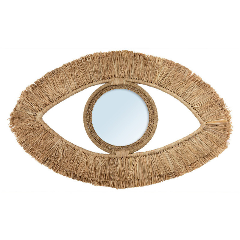 Miroir Mural Oeil 70x40 en Raphia Naturel The Raffia Eye 