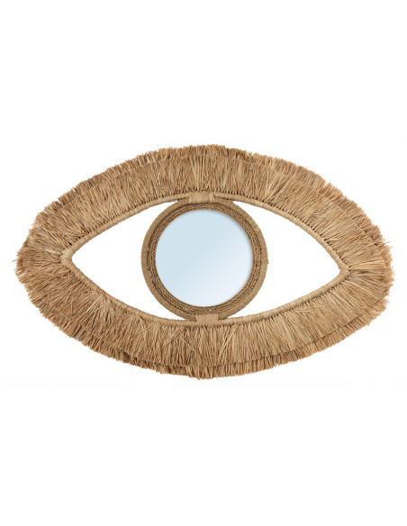 Miroir Mural Oeil 70x40 en Raphia Naturel The Raffia Eye 