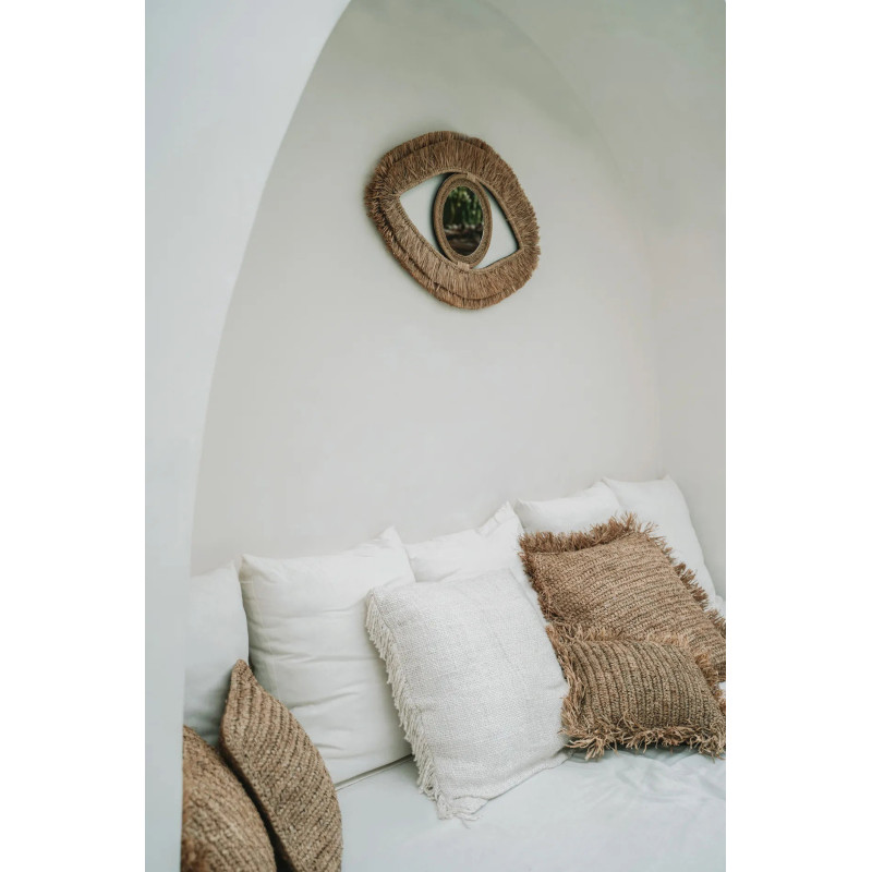 Miroir Mural Oeil 70x40 en Raphia Naturel The Raffia Eye 