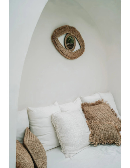 Miroir Mural Oeil 70x40 en Raphia Naturel The Raffia Eye 