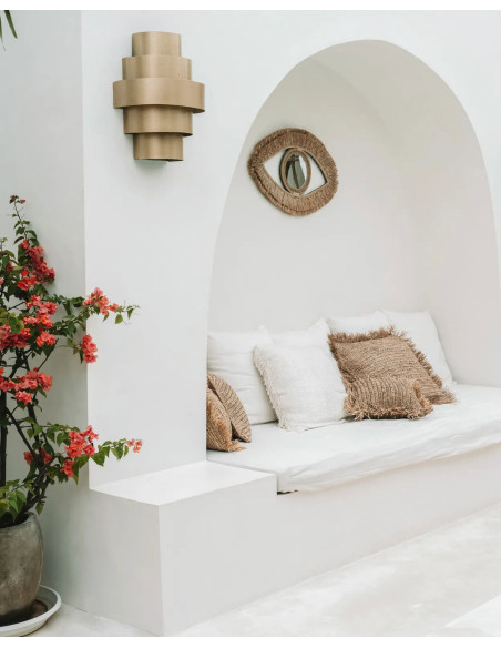 Miroir Mural Oeil 70x40 en Raphia Naturel The Raffia Eye 