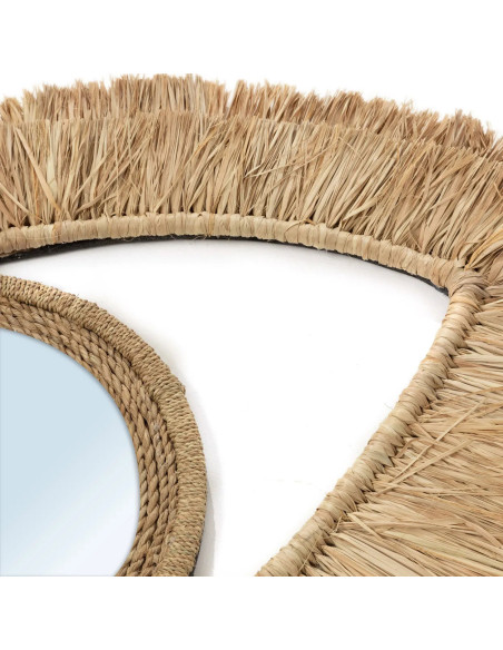 Miroir Mural Oeil 70x40 en Raphia Naturel The Raffia Eye 