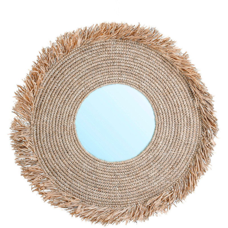 Miroir Mural Rond 60 cm en Herbe Naturel The Yema 