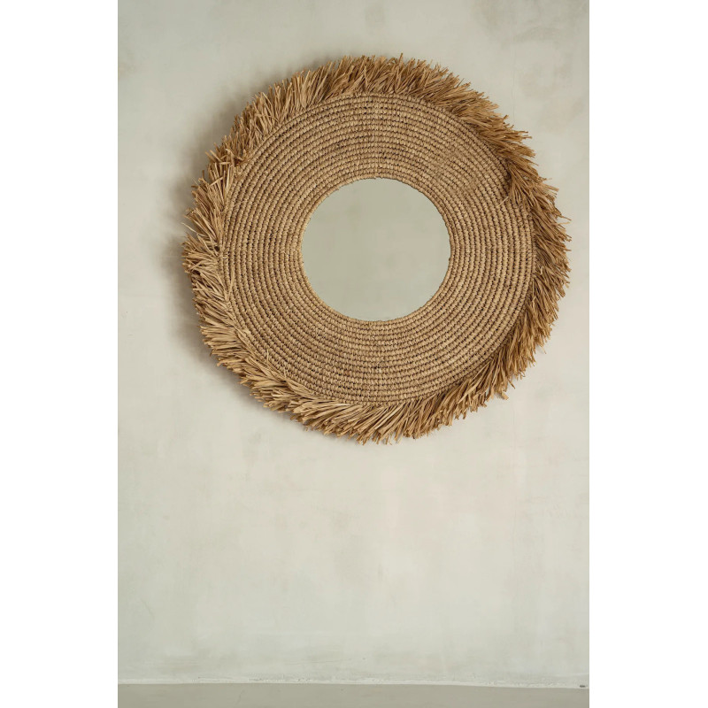 Miroir Mural Rond 60 cm en Herbe Naturel The Yema 