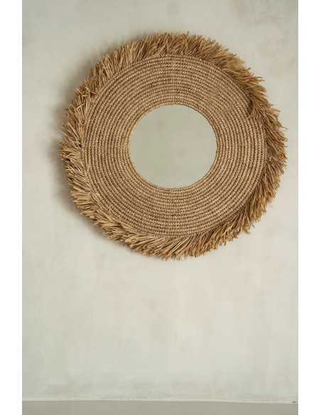Miroir Mural Rond 60 cm en Herbe Naturel The Yema 