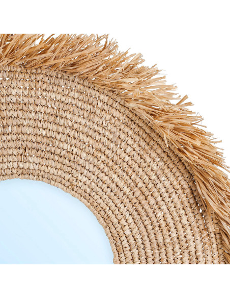 Miroir Mural Rond 60 cm en Herbe Naturel The Yema 