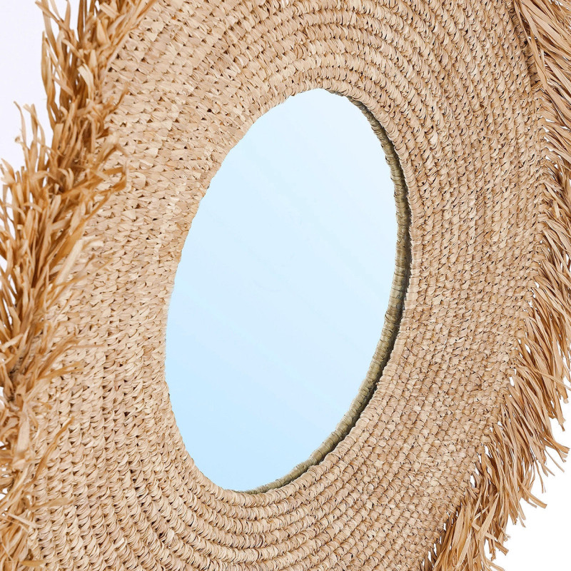 Miroir Mural Rond 60 cm en Herbe Naturel The Yema 