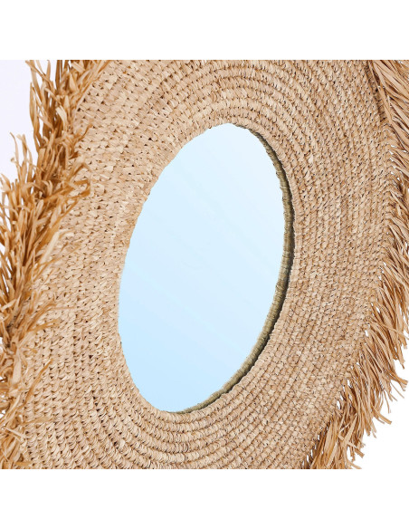 Miroir Mural Rond 60 cm en Herbe Naturel The Yema 